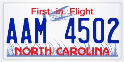 NC license plate AAM4502
