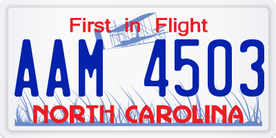 NC license plate AAM4503