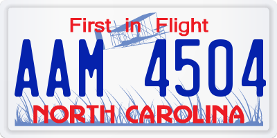 NC license plate AAM4504