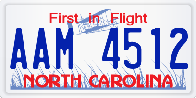 NC license plate AAM4512