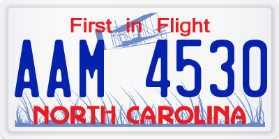 NC license plate AAM4530