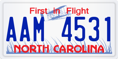 NC license plate AAM4531