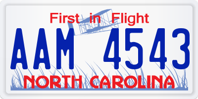 NC license plate AAM4543