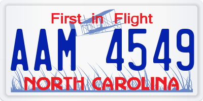 NC license plate AAM4549