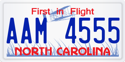 NC license plate AAM4555