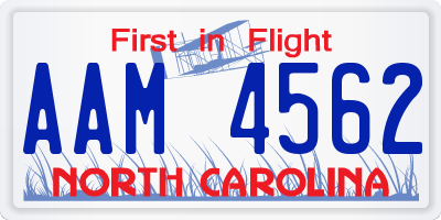 NC license plate AAM4562