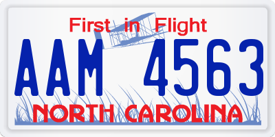 NC license plate AAM4563