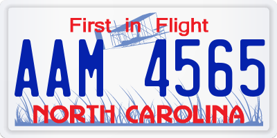 NC license plate AAM4565
