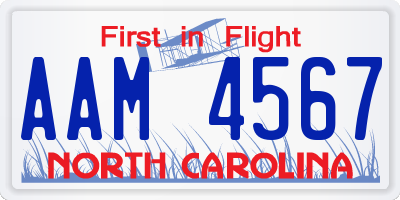 NC license plate AAM4567