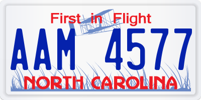 NC license plate AAM4577