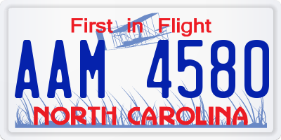 NC license plate AAM4580