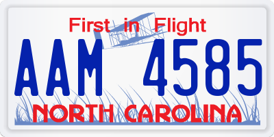 NC license plate AAM4585
