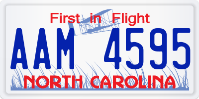NC license plate AAM4595