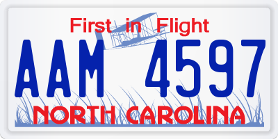 NC license plate AAM4597
