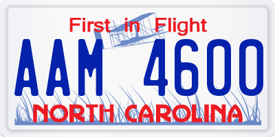 NC license plate AAM4600