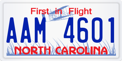 NC license plate AAM4601