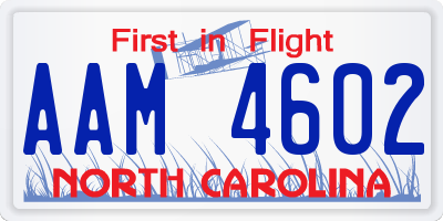 NC license plate AAM4602