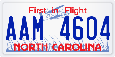 NC license plate AAM4604