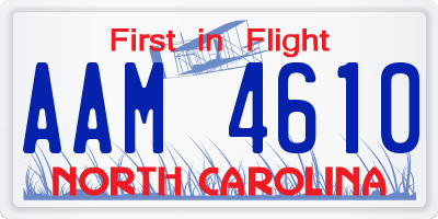 NC license plate AAM4610