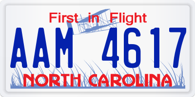 NC license plate AAM4617