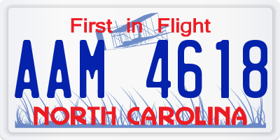 NC license plate AAM4618