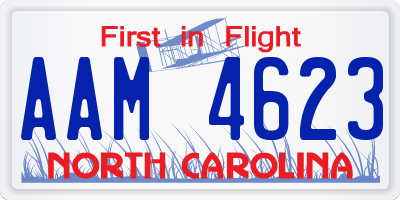 NC license plate AAM4623