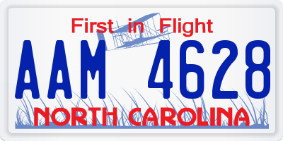 NC license plate AAM4628
