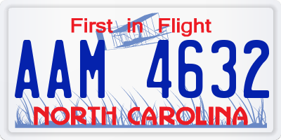 NC license plate AAM4632