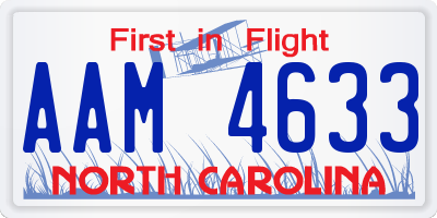 NC license plate AAM4633