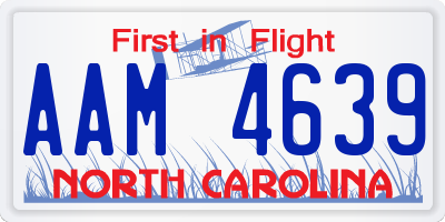 NC license plate AAM4639
