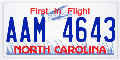 NC license plate AAM4643