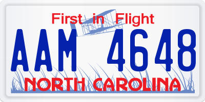 NC license plate AAM4648