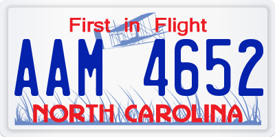 NC license plate AAM4652