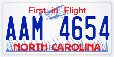 NC license plate AAM4654