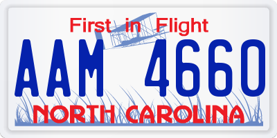 NC license plate AAM4660