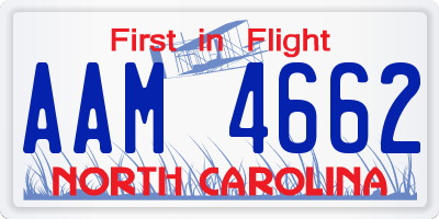 NC license plate AAM4662