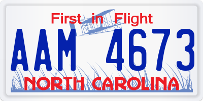 NC license plate AAM4673