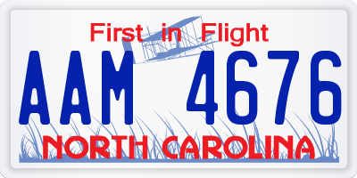 NC license plate AAM4676