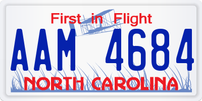 NC license plate AAM4684