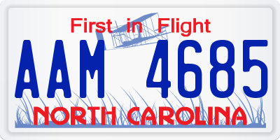 NC license plate AAM4685