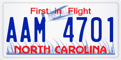 NC license plate AAM4701