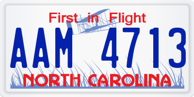 NC license plate AAM4713