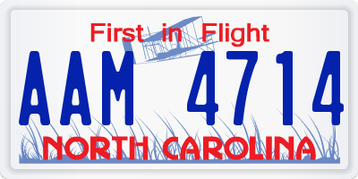 NC license plate AAM4714