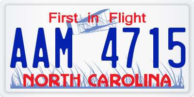 NC license plate AAM4715