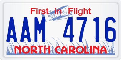 NC license plate AAM4716