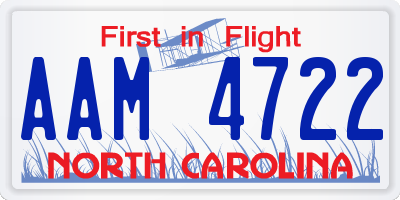 NC license plate AAM4722