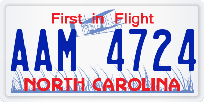 NC license plate AAM4724