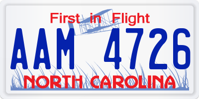 NC license plate AAM4726