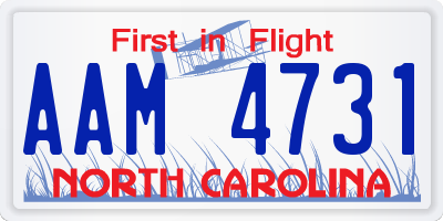 NC license plate AAM4731