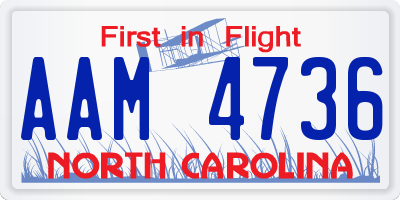 NC license plate AAM4736